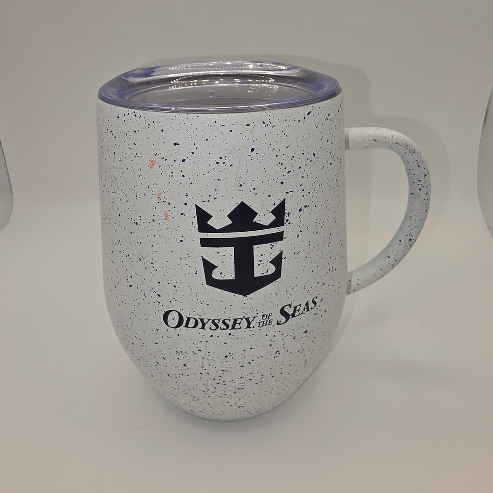 Royal Caribbean Odyssey of the Seas Insulated Travel Mug White Blue Speckled